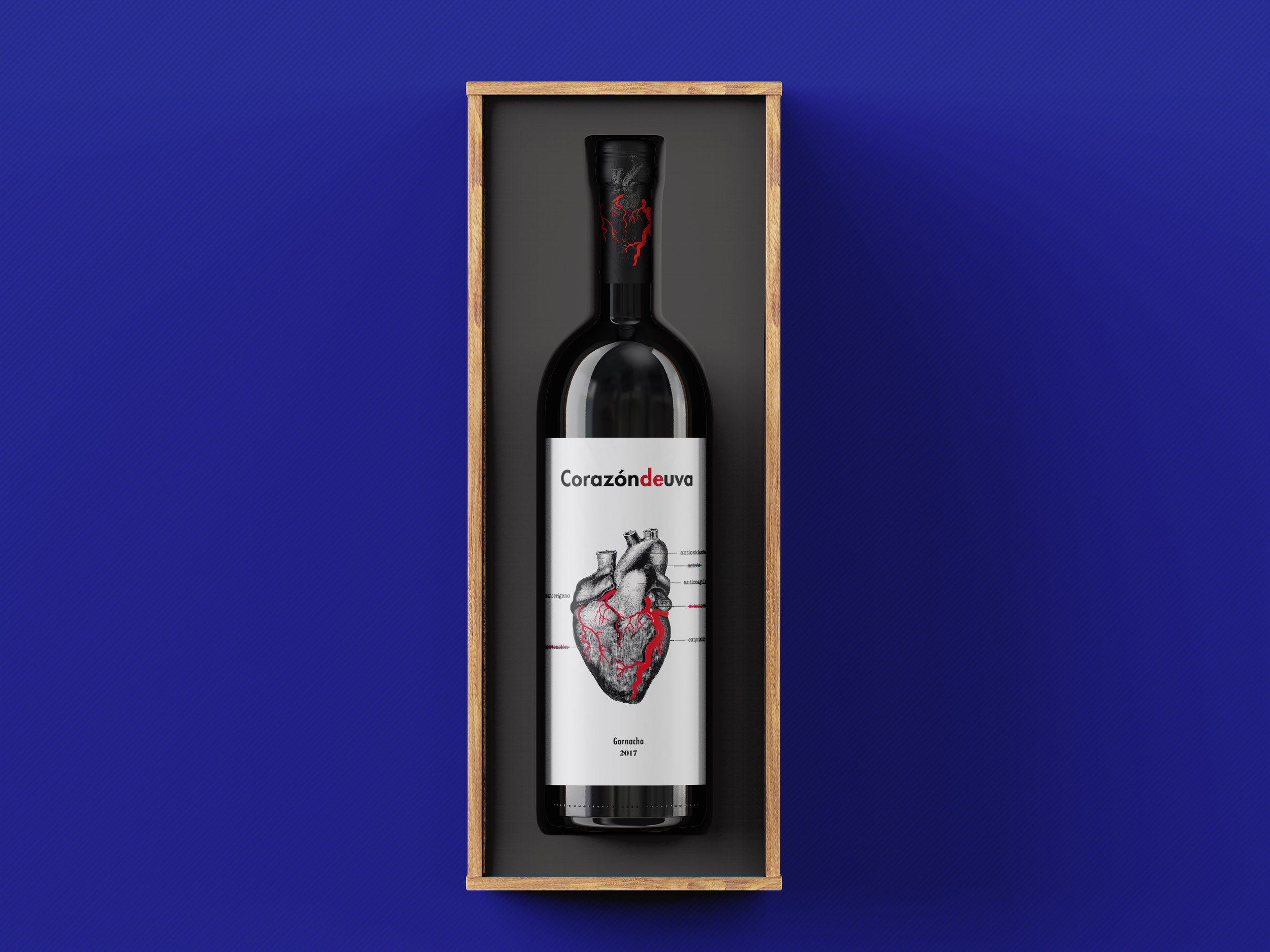 diseño etiqueta vino tinto corazon de uva packaging Zaragoza